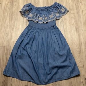 Faux denim sleeveless dress